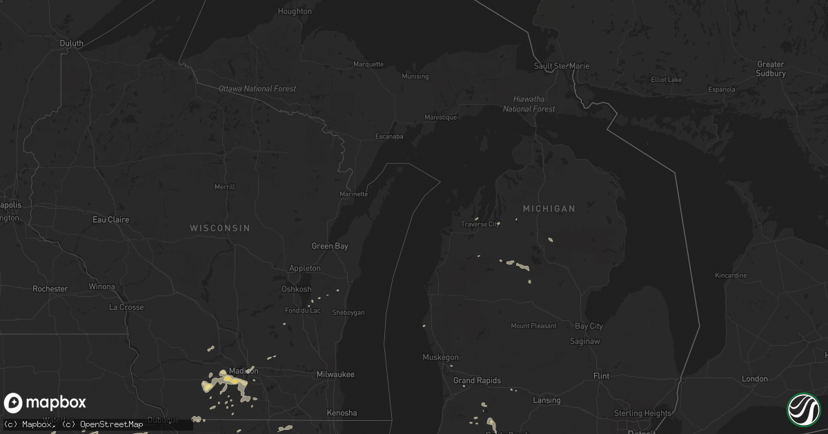 Hail map in Michigan on August 25, 2014