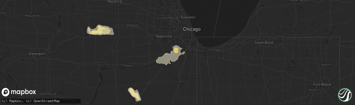 Hail map in Mokena, IL on August 25, 2014