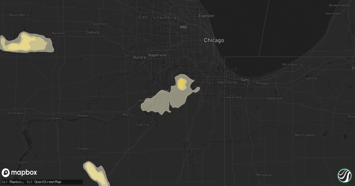 Hail map in New Lenox, IL on August 25, 2014