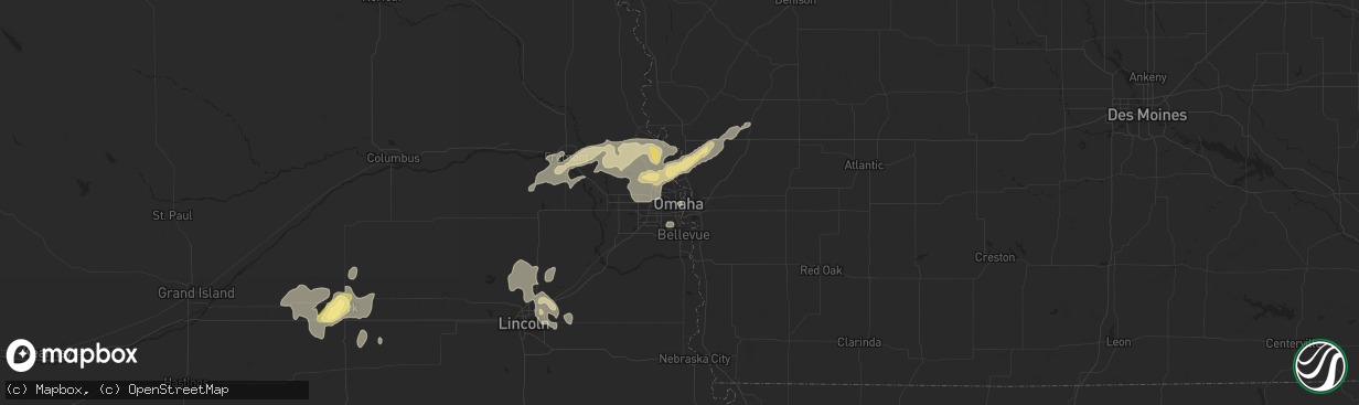 Hail map in Omaha, NE on August 25, 2014