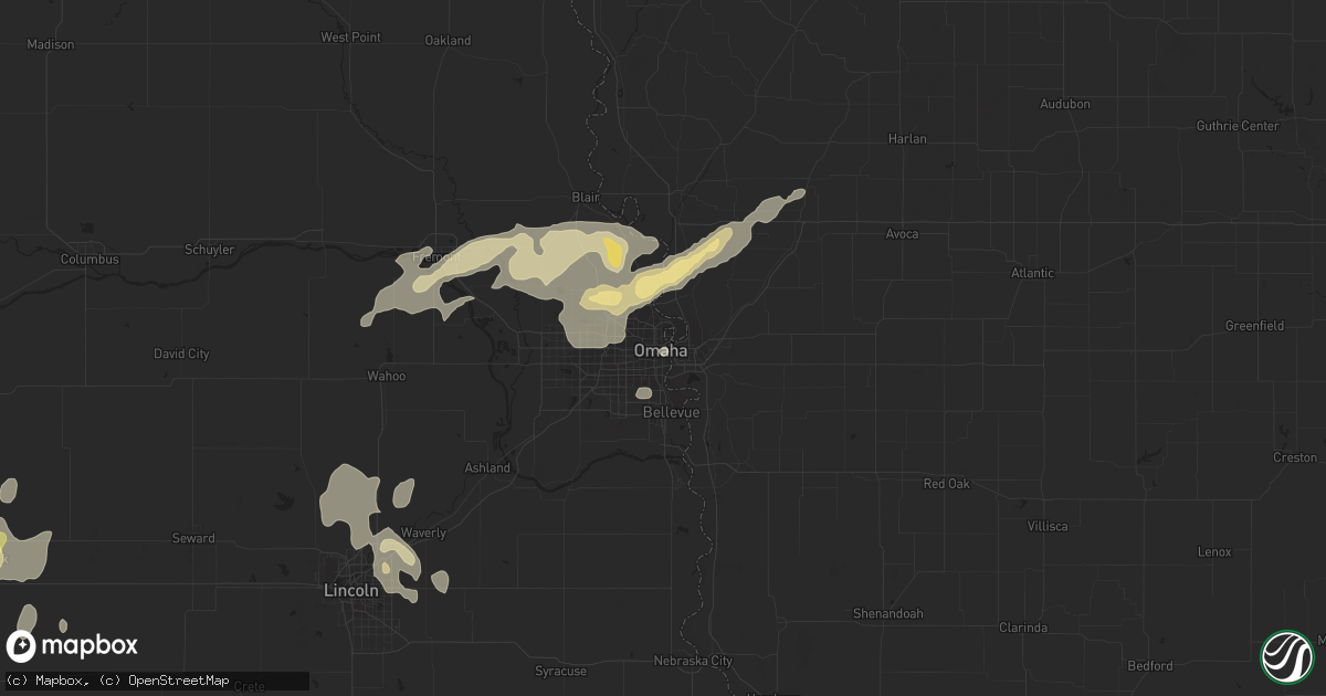 Hail map in Omaha, NE on August 25, 2014