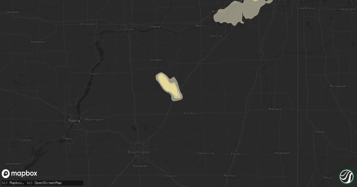 Hail map in Pontiac, IL on August 25, 2014