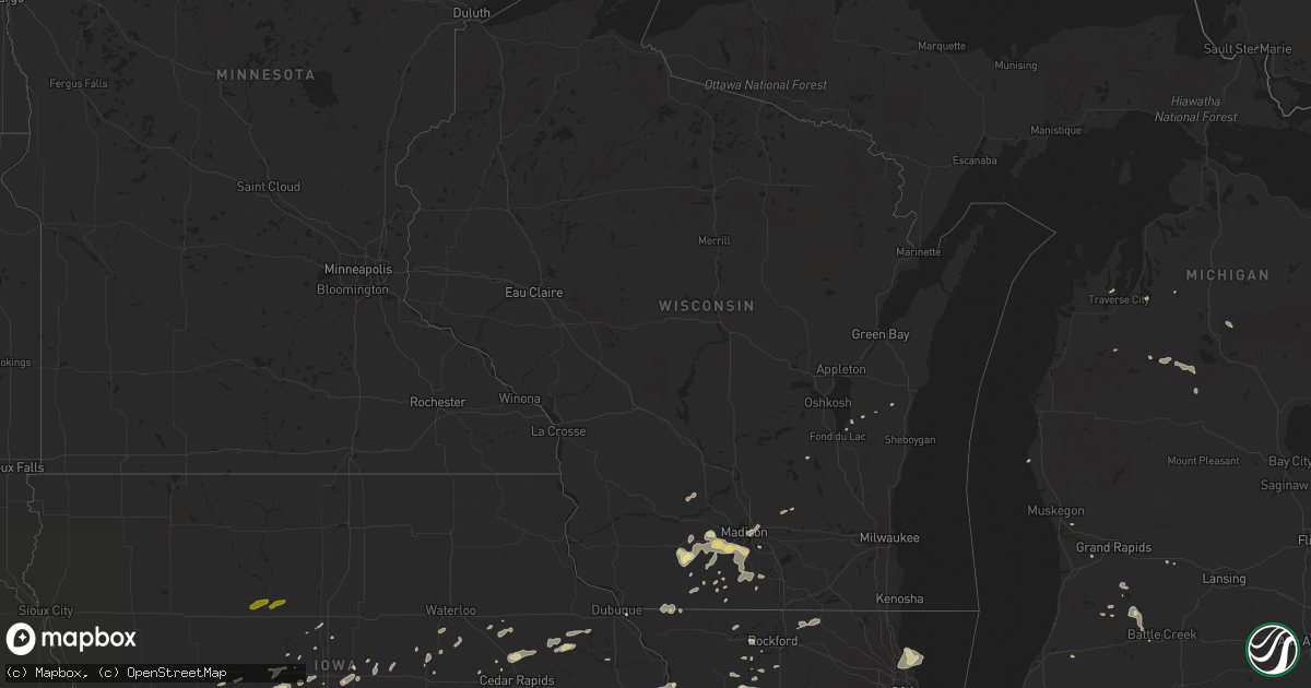 Hail map in Wisconsin on August 25, 2014