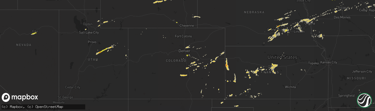 Hail map on August 25, 2014