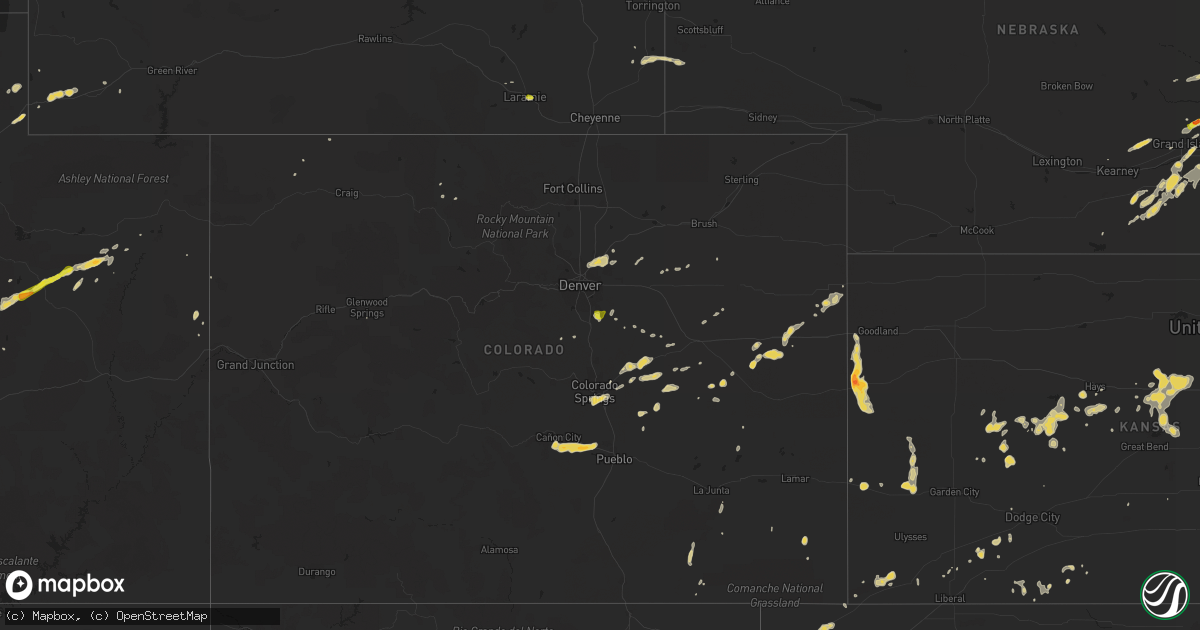 Hail map on August 25, 2014