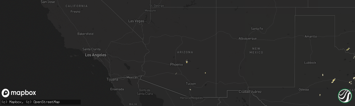 Hail map in Arizona on August 25, 2015