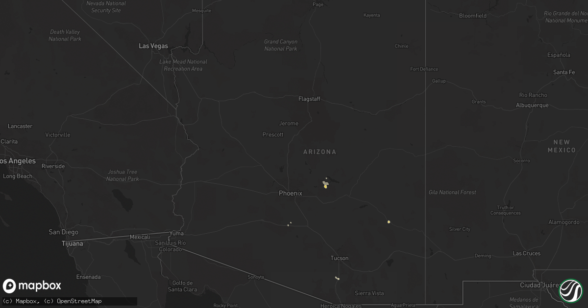 Hail map in Arizona on August 25, 2015