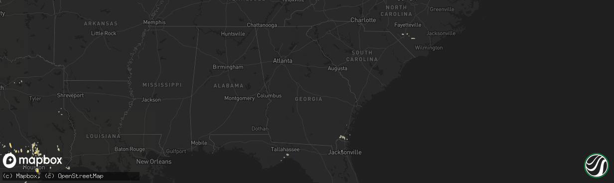 Hail map in Georgia on August 25, 2015