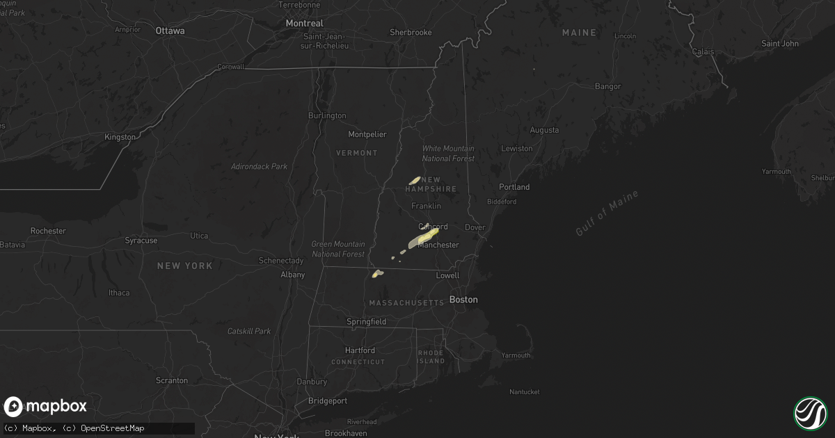Hail map in New Hampshire on August 25, 2015