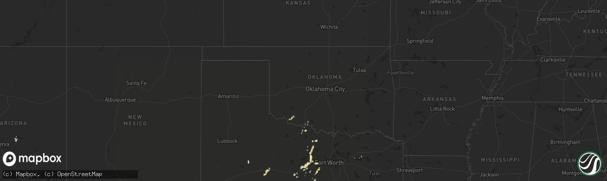 Hail map in Oklahoma on August 25, 2015