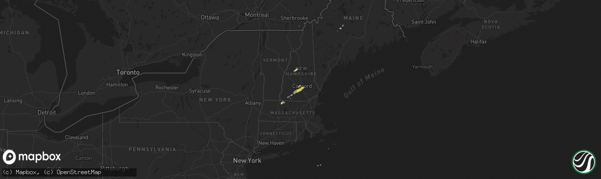 Hail map on August 25, 2015