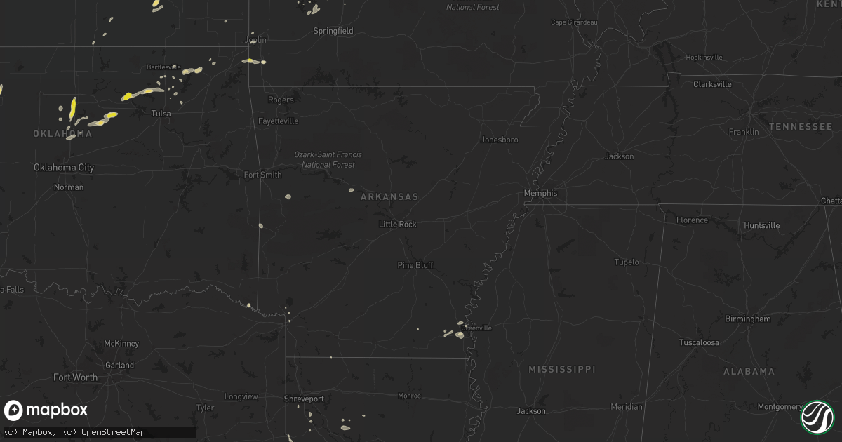 Hail map in Arkansas on August 25, 2016