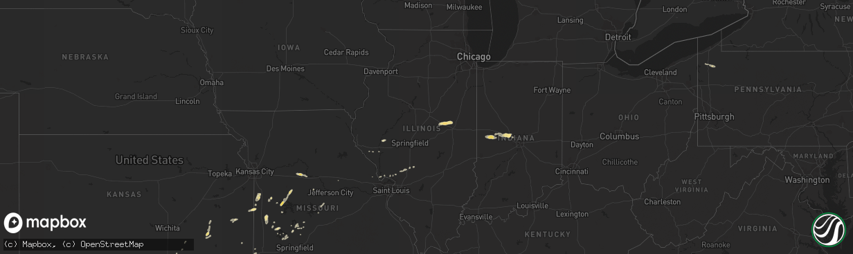 Hail map in Illinois on August 25, 2016