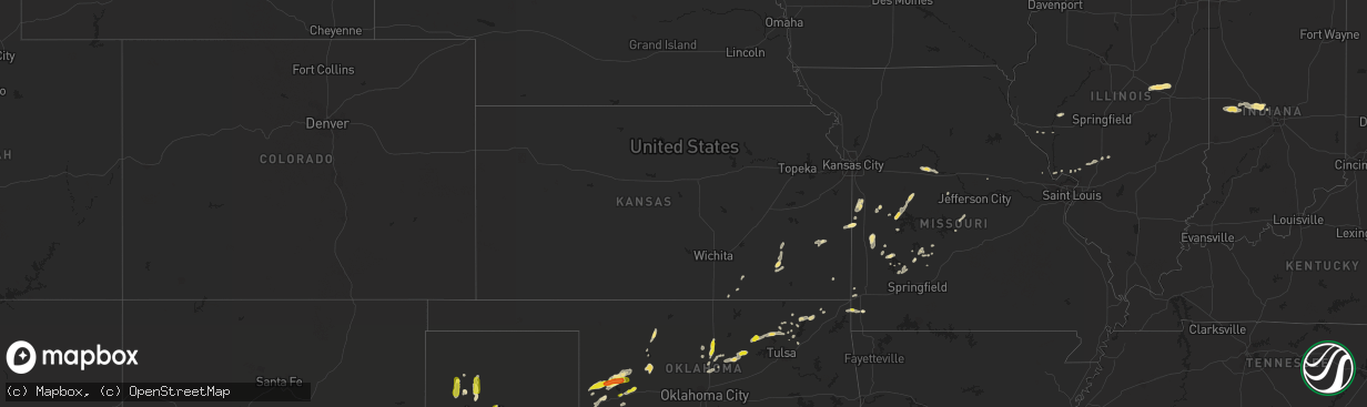 Hail map in Kansas on August 25, 2016