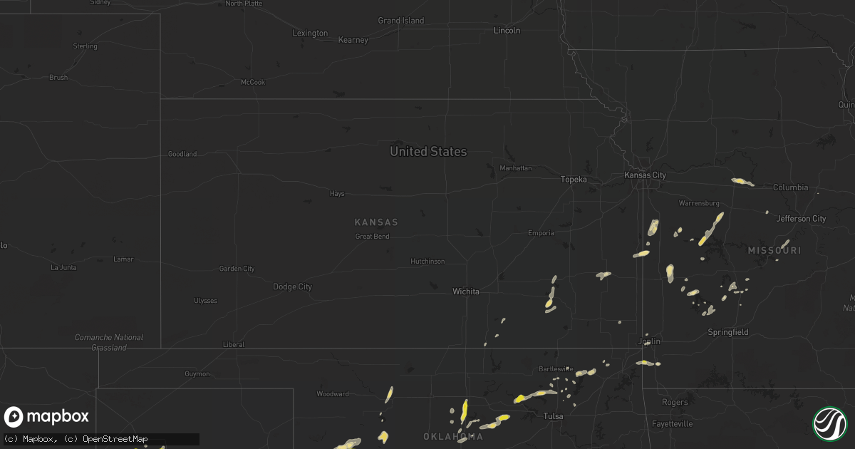 Hail map in Kansas on August 25, 2016