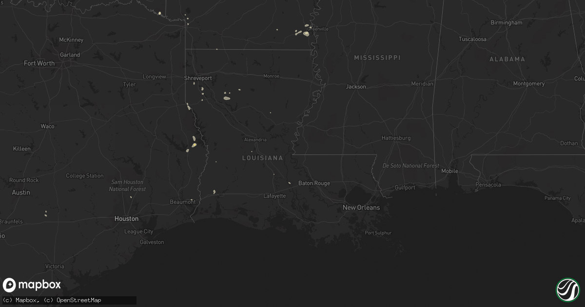 Hail map in Louisiana on August 25, 2016