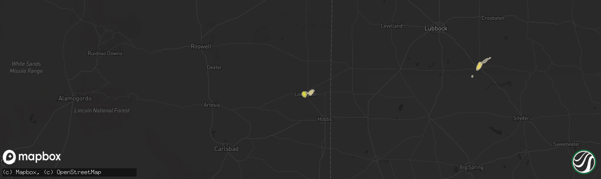 Hail map in Lovington, NM on August 25, 2016