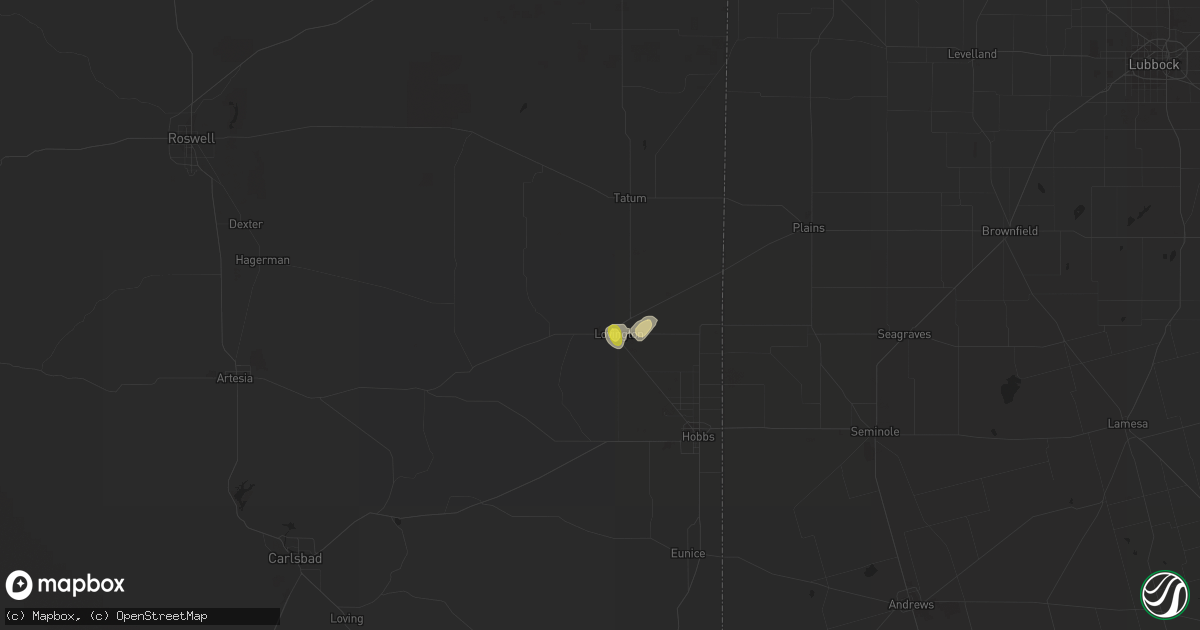 Hail map in Lovington, NM on August 25, 2016
