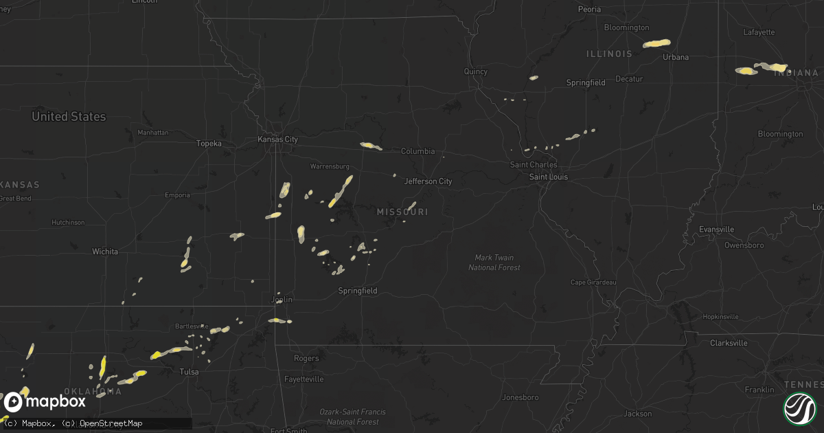 Hail map in Missouri on August 25, 2016