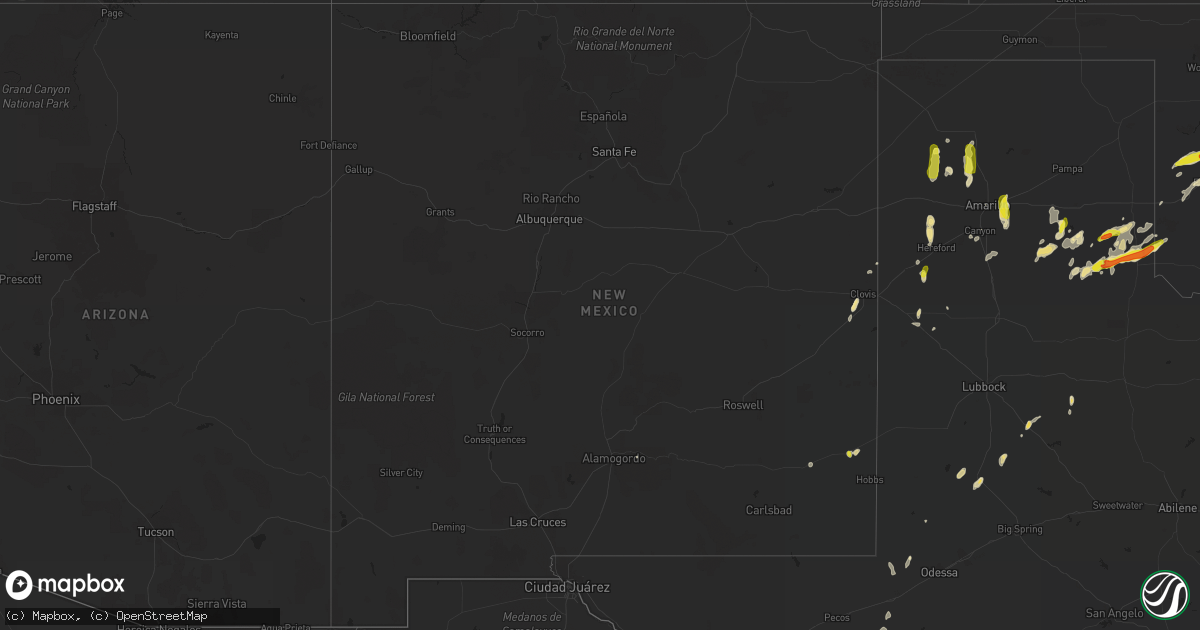 Hail map in New Mexico on August 25, 2016