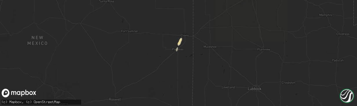 Hail map in Portales, NM on August 25, 2016