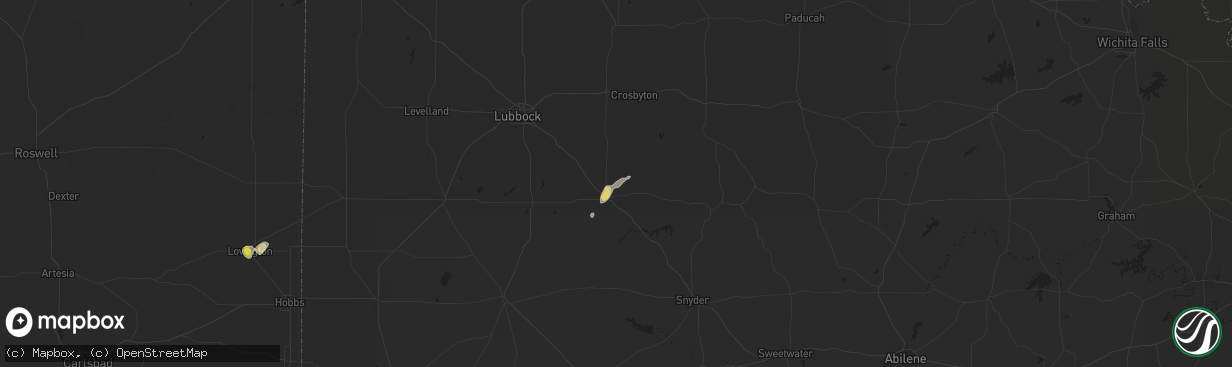 Hail map in Post, TX on August 25, 2016