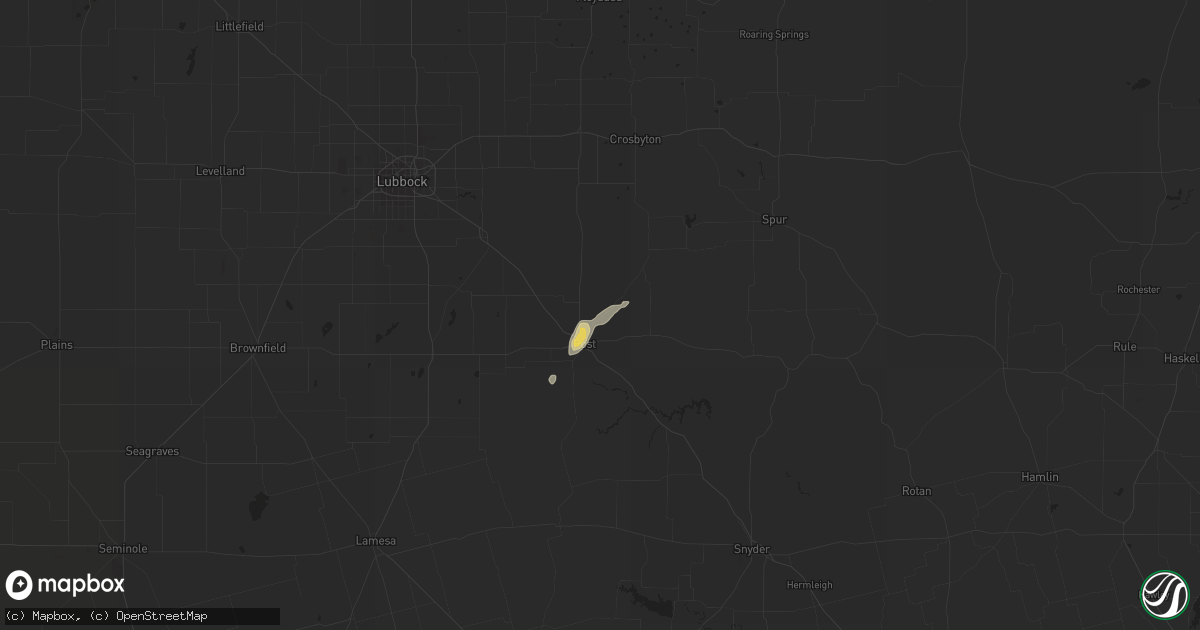 Hail map in Post, TX on August 25, 2016