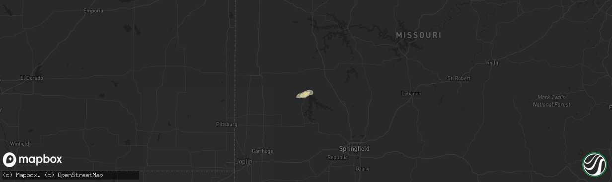 Hail map in Stockton, MO on August 25, 2016