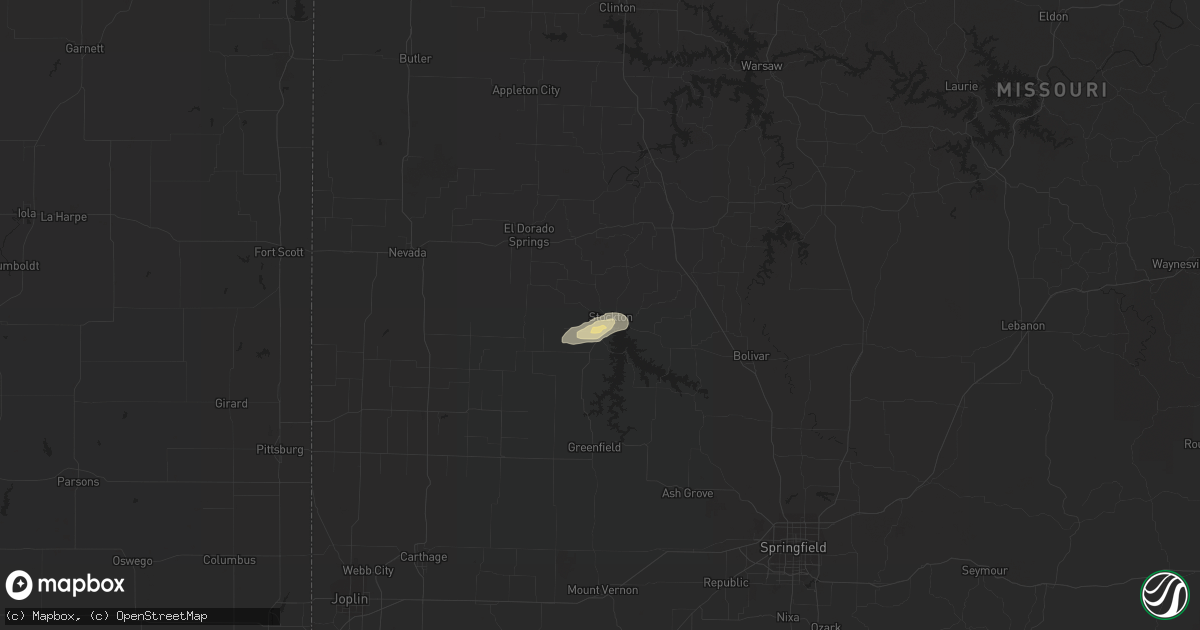 Hail map in Stockton, MO on August 25, 2016