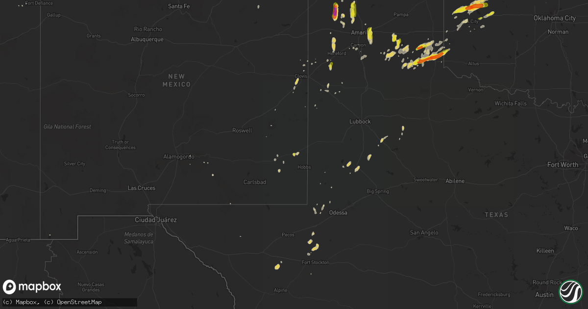 Hail map on August 25, 2016