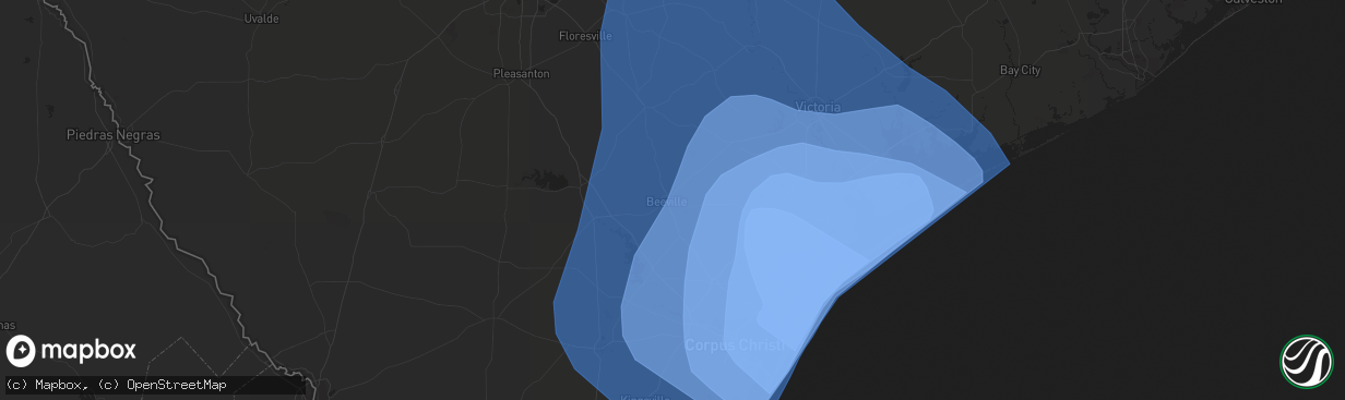 Hail map in Beeville, TX on August 25, 2017