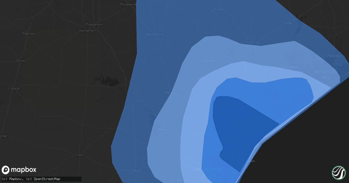 Hail map in Beeville, TX on August 25, 2017