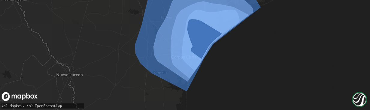 Hail map in Corpus Christi, TX on August 25, 2017