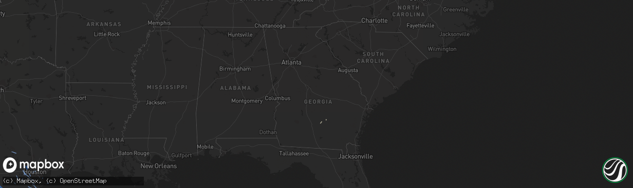 Hail map in Georgia on August 25, 2017