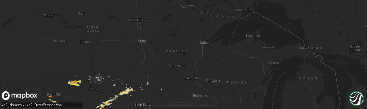 Hail map in Minnesota on August 25, 2017