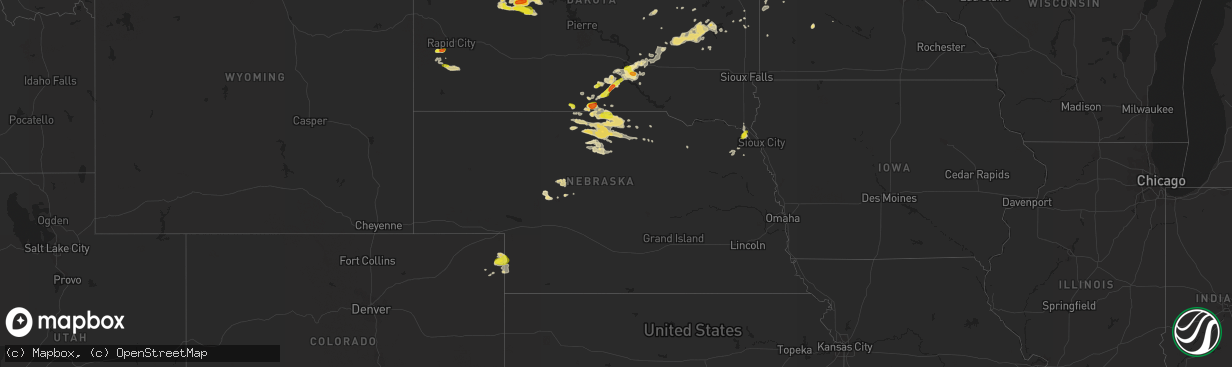 Hail map in Nebraska on August 25, 2017