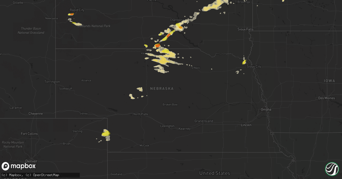 Hail map in Nebraska on August 25, 2017