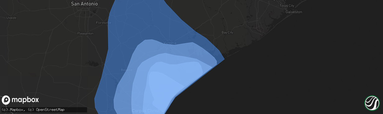 Hail map in Port Lavaca, TX on August 25, 2017