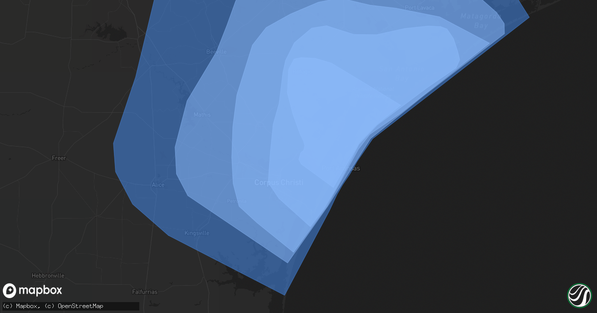 Hail map in Portland, TX on August 25, 2017