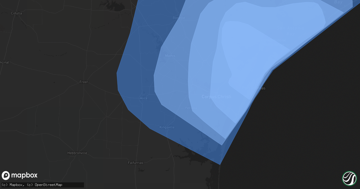Hail map in Robstown, TX on August 25, 2017
