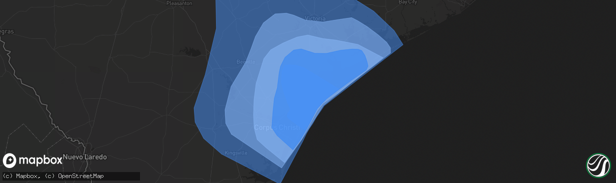 Hail map in Rockport, TX on August 25, 2017