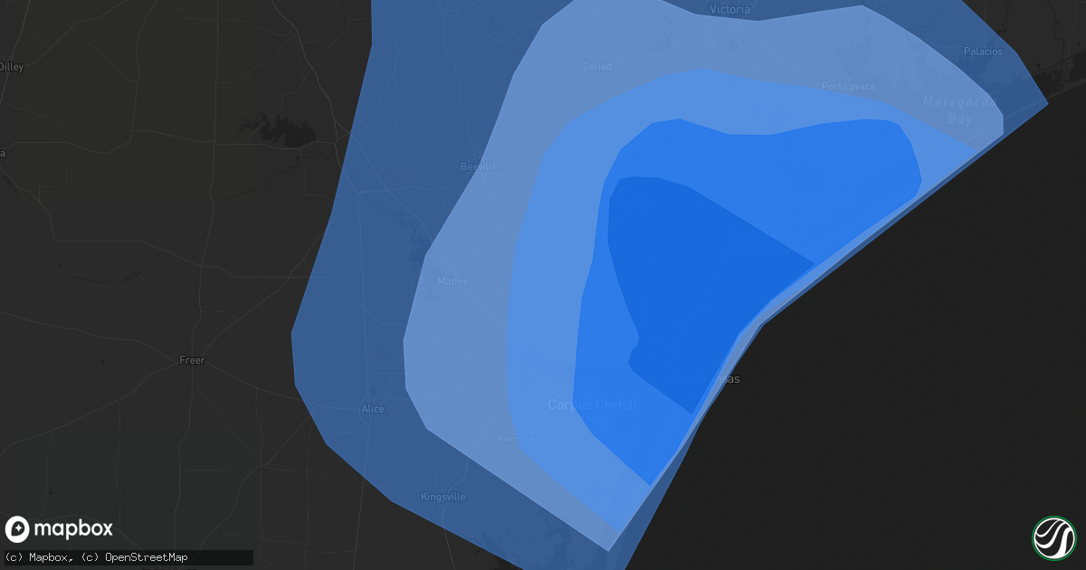 Hail map in Sinton, TX on August 25, 2017