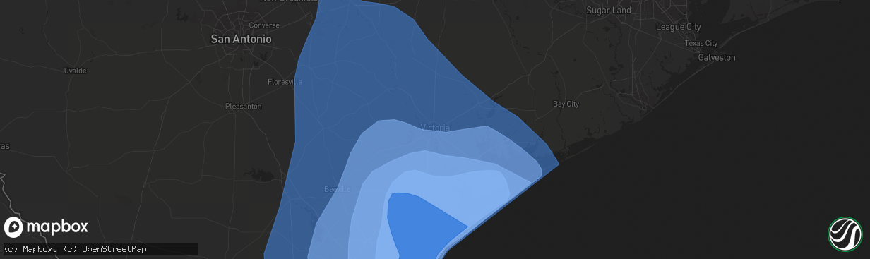 Hail map in Victoria, TX on August 25, 2017