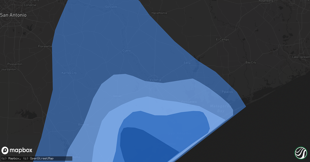 Hail map in Victoria, TX on August 25, 2017
