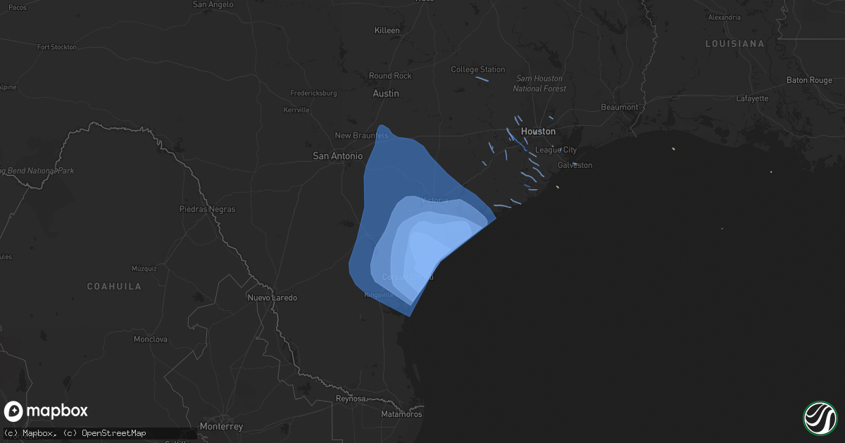 Hail map on August 25, 2017