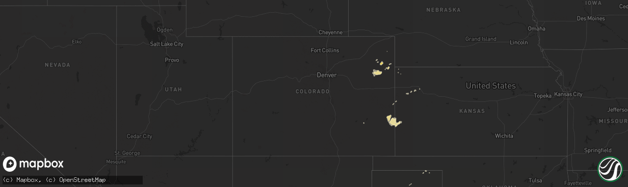 Hail map in Colorado on August 25, 2018