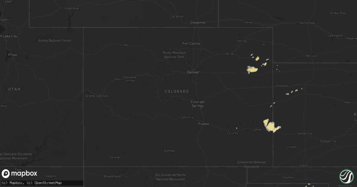 Hail map in Colorado on August 25, 2018