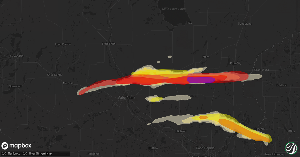 Hail map in Foley, MN on August 25, 2018