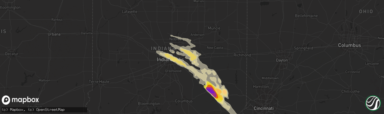 Hail map in Greenfield, IN on August 25, 2018