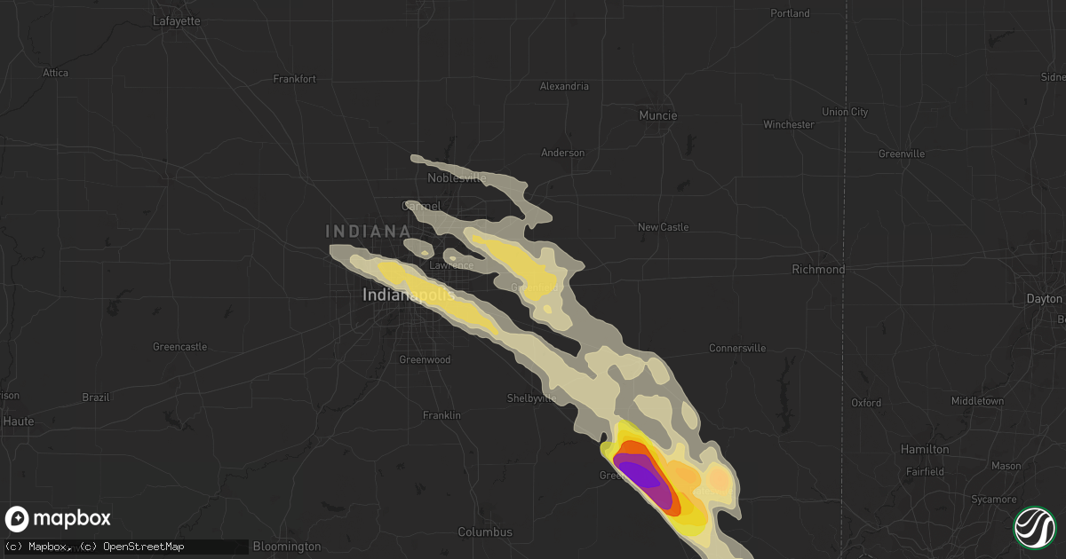 Hail map in Greenfield, IN on August 25, 2018